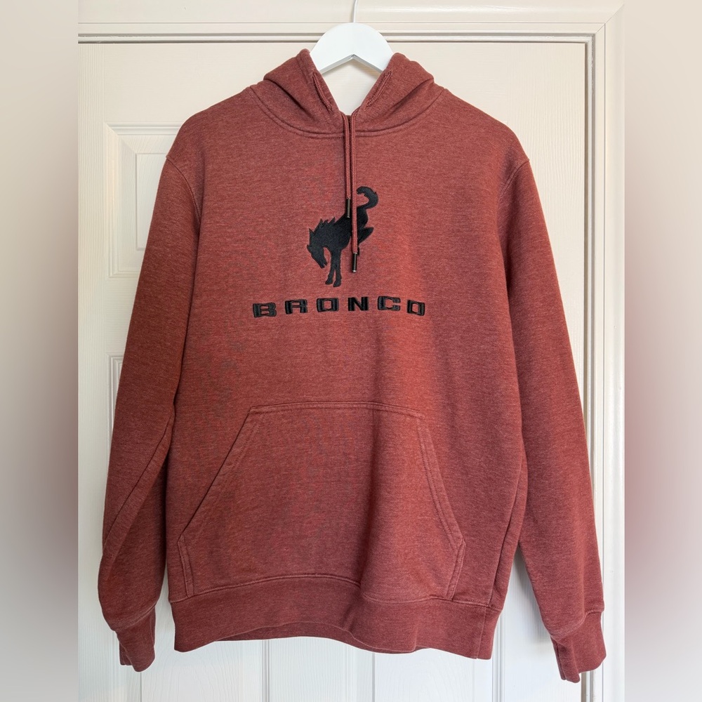 Ford Bronco Men’s Maroon Red Embroidered Fleece Hoodie Merch Medium Pullover